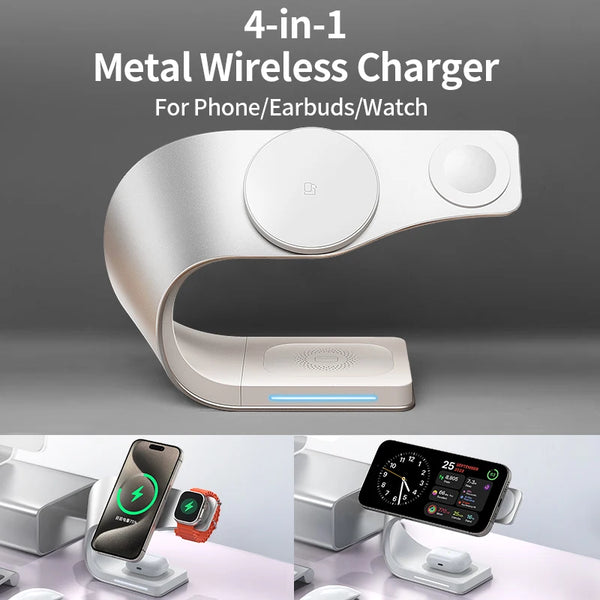 4-in-1 Metal Shell Wireless Charger