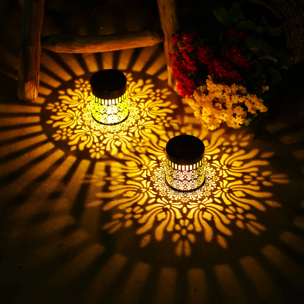 Solar Peony Wall Lamps 1/2-Pack - Hollow Peony Design Outdoor Garden Decor Light Iron Yard Party Gift for Festive Settings
