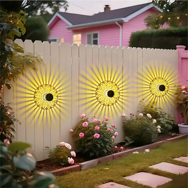 Solar Peony Wall Lamps 1/2-Pack - Hollow Peony Design Outdoor Garden Decor Light Iron Yard Party Gift for Festive Settings