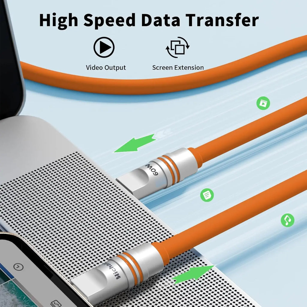 Hichain PD240W USB C Fast Charging Cable Soft Liquid Silicone Type to C Cable For iphone Laptop Tablets Earphones 1.2M/2M