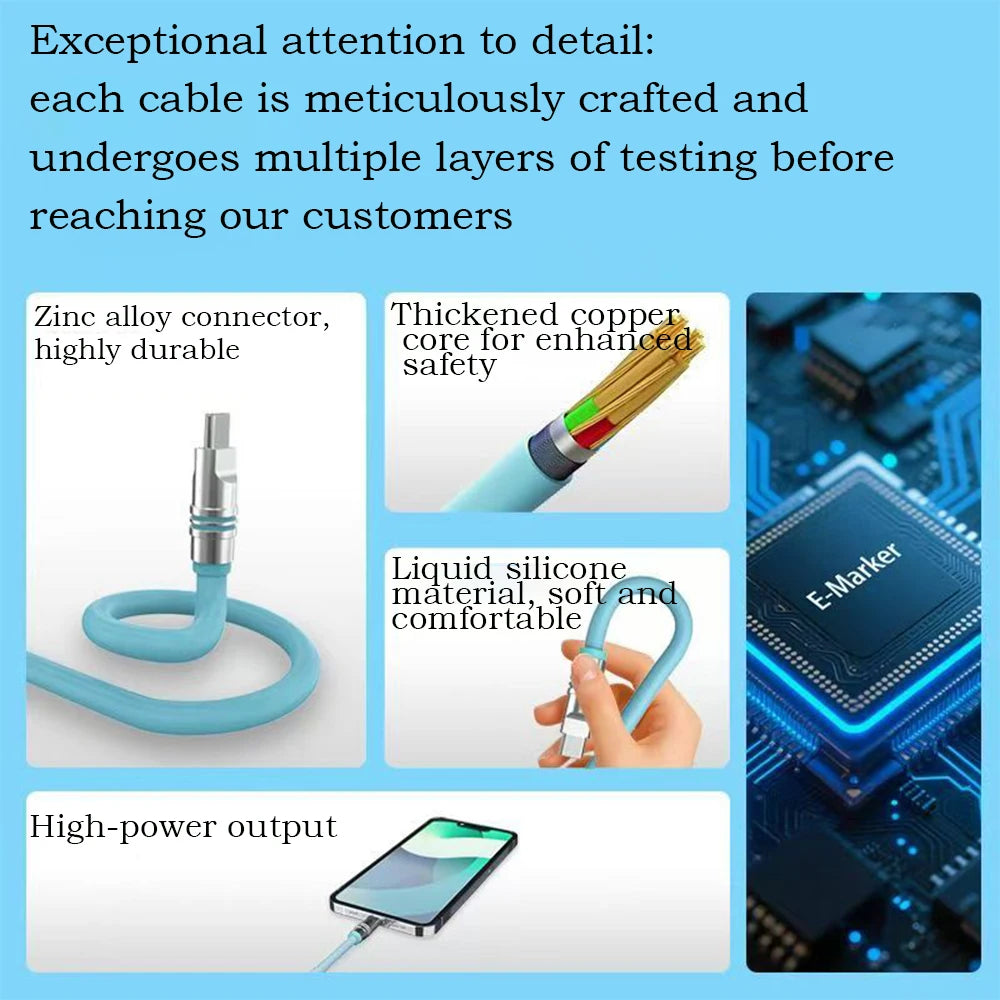 Hichain PD240W USB C Fast Charging Cable Soft Liquid Silicone Type to C Cable For iphone Laptop Tablets Earphones 1.2M/2M