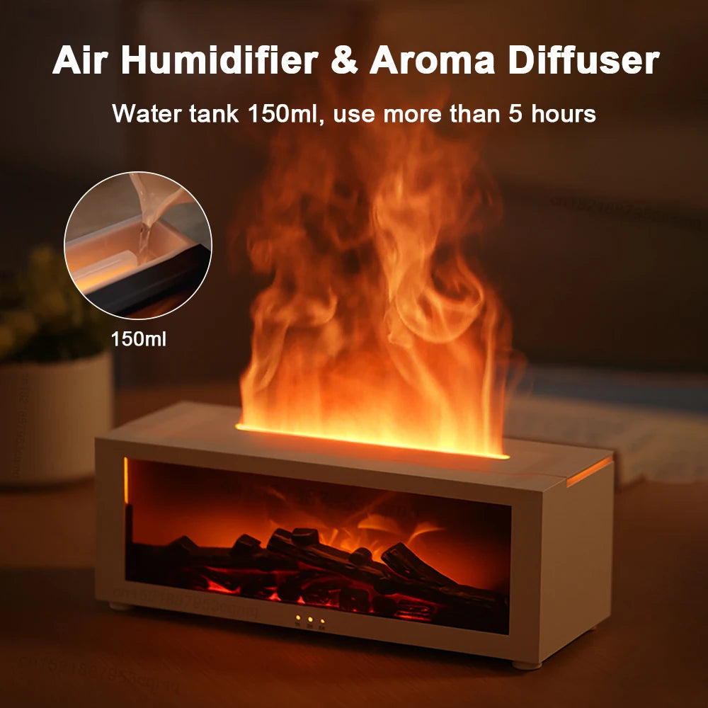 Flame Aroma Diffuser Humidifier with LED Light & Remote Control