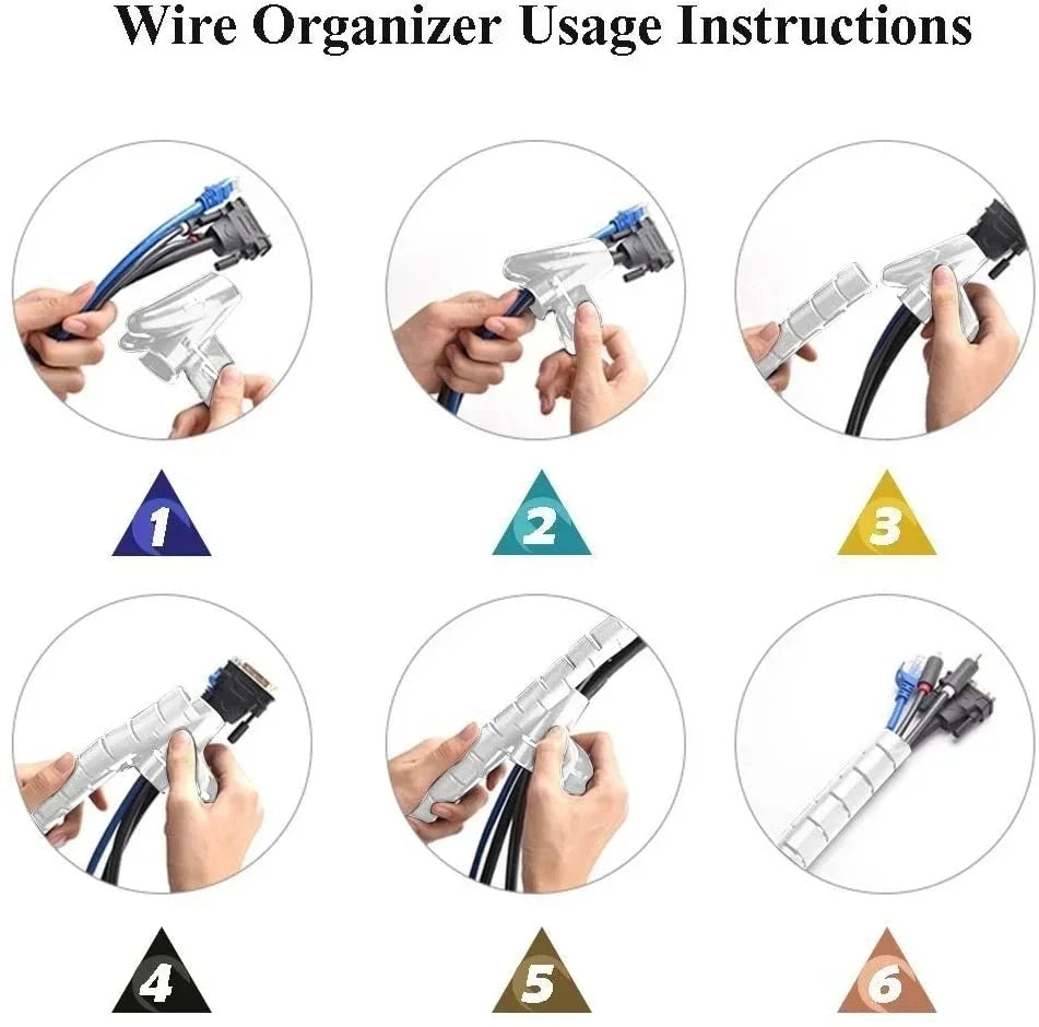 2M/1M Black Cable Wire Protector Cable Organizer Management Pipe Flexible Wire Wrap Line Coiled Tube Office Cord Sleeve Cover