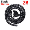 2M/1M Black Cable Wire Protector Cable Organizer Management Pipe Flexible Wire Wrap Line Coiled Tube Office Cord Sleeve Cover