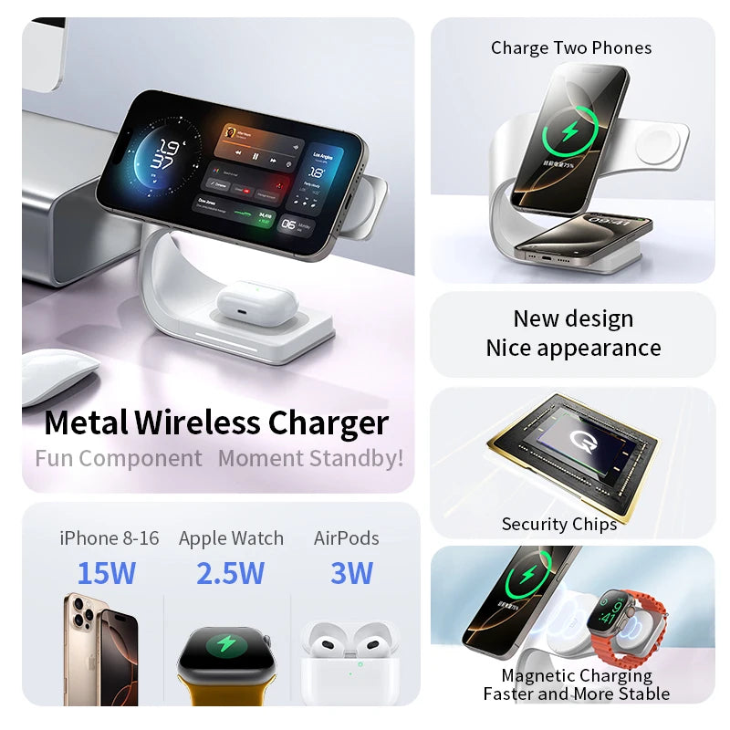 4-in-1 Metal Shell Wireless Charger