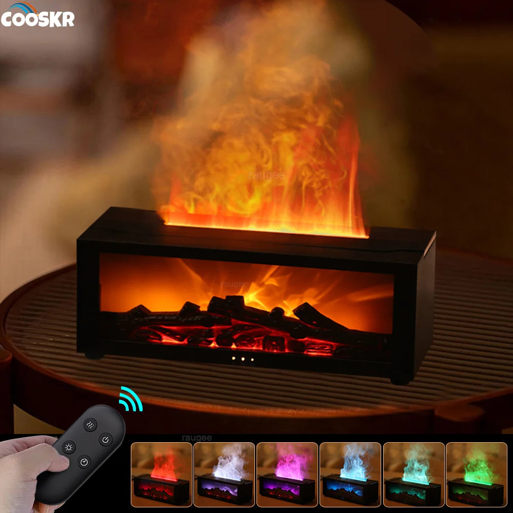 Flame Aroma Diffuser Humidifier with LED Light & Remote Control